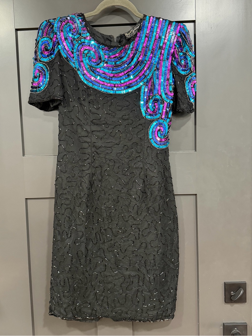 Royal Feelings Black Sequin-Embellished Dress- video in listing